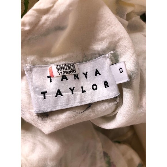 Tanya Taylor Inez Dress Lined V Neck Floral Midi Ivory 0 - Picture 13 of 16